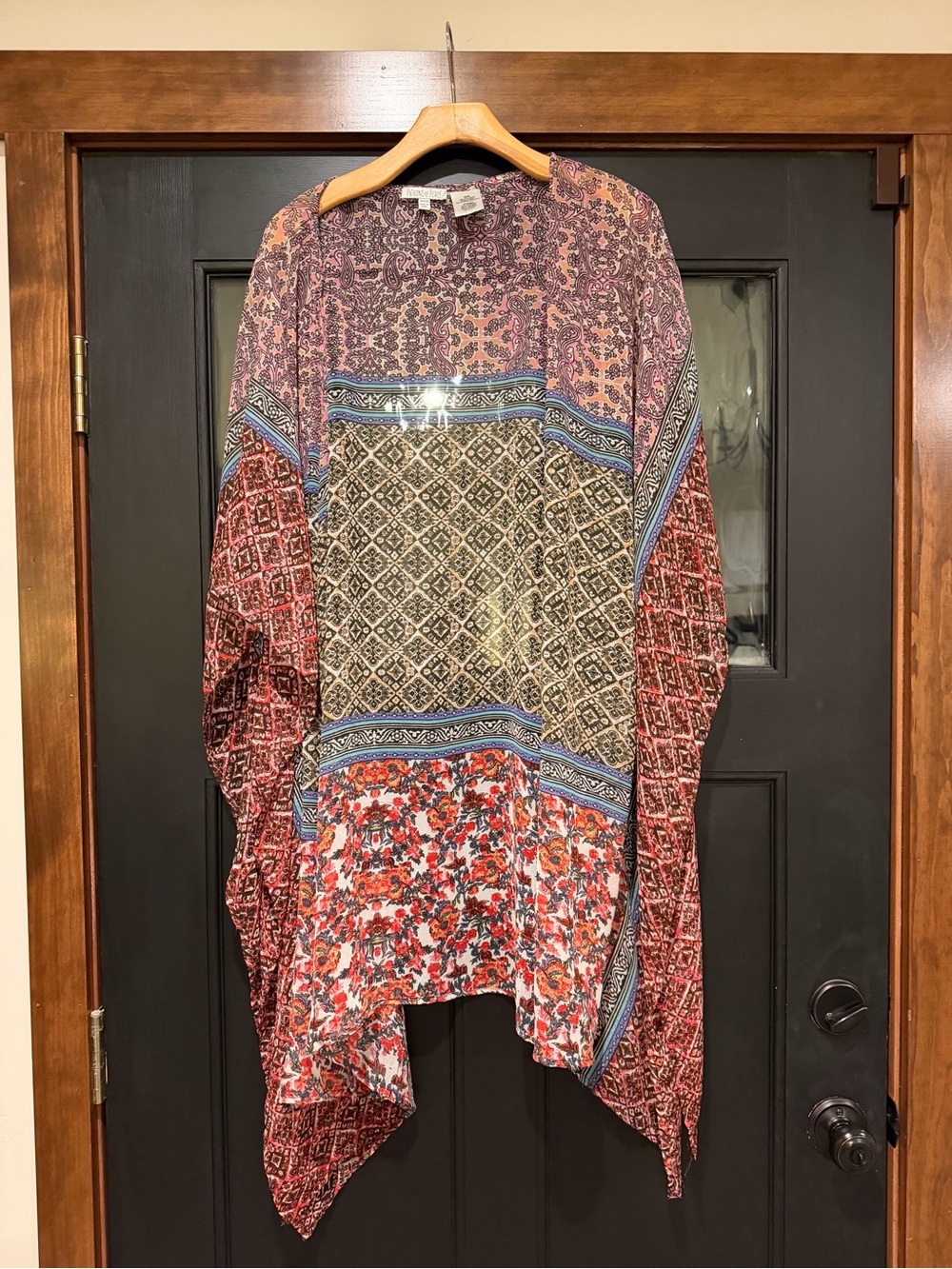 Patrons of Peace Multicolor Bohemian Patchwork Tunic - Red, Blue, Cream